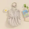 Vêtements Ensemble bébé filles Summer Summer Infant Sans manchons sans manches collier Plaid avec bandeau 2 pièces pendant 0-18 mois