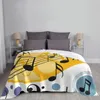 Blankets Music Notes Blanket Flannel Decoration Color Portable Home Bedspread