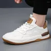Casual schoenen mannen Solid Color Lace-Up Sneaker Pu Leather Hollow Out Breathable Sport Shoe Lichtgewicht No-Slip Zapatos Para Hombre