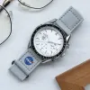 أوميغ ستة إبر سافير كوكب مون مون رجال كامل الوظيفة الكاملة Quartz Chronograph Mission Mission to Mercury 42mm Nylon Limited Edition Master Wristwatches G16