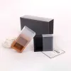 10st Kraft Paper Packing Box med transparent PVC Window Black Delicate Drawer Display Present Box Wedding Cookie Candy Cake Boxes