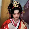 Fournitures de fête Black Kimono Hair Piece Butterfly Design Hairstyles for Female Anime Bun Accessoires Halloween Cosplay