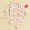 Kläder sätter Sunsiom 0-3y småbarn flickor faller kläder blommig tryck långärmad tröja och byxor avslappnad set baby söt 2 bit outfit