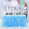 Collow blu colorato riccio di blu ployester gallo tavolo da tavolo da matrimonio tavolo da torta arruffato tavolo da baby shower eventi decorazione per feste