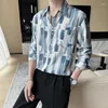 Men's Casual Shirts PFHQ Printed Summer Pocket Thin Simple Art Cool Long Sleeved Loose Light Luxury Versatile Advanced Tops 21Z3910