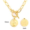 Choker Femmes Elizabeth Coin Long Collier en acier inoxydable Gold Couleur Pendante Collares Bijoux Collier Collier Gift