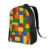 Sac à dos Facem drôle avec des briques de jouets voyage pour femmes masculines pour ordinateur portable Bookbag College Daypack Sacs