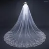 Veils de mariée en gros Velo de Novia Cathedral Wedding Veil Lace Appliques 3 mètres Boda Accessoires