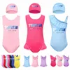 One-Pieces Kids Swimwear Girls Trapstar Swimsuits Toddler Children Bikini Summer Letter Printed Beach Pool Bathing Suits Youth Boys Baby Swimming Cap i7wb#
