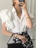 Polos da donna Shirt coreano Summer Slimt Fit Flights Design unico Aesthetics Retro Pure Flip Collar Office Abbigliamento