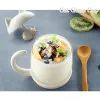 Cat Glass Tea Mug Cup with Fish Tea Infuser Strainer Filter 250ML (White)