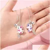 Schmuck Sommerstil 2pcs/Set Heart Cat Animal Anhänger Mädchen BFF Halskette für 2 beste Freunde Kinder Freundschaft Drop Lieferung Baby, Mutter Dhqnv