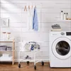 Sac à linge Hamper Basker Butler Cart avec roues et support suspendu blanc