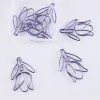 12pcs / box Hollow Tulip Paper Clips Kawaii Notebook Planner Bookmarks coréens papetery Tickets Photo Clips Office Supplies Office