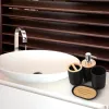 Bathroom Wash Set Counter Decor Accessories Black Toothbrush Holder Suite Bedroom Men Wood Sink Man