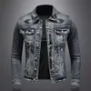 Flip Collar Denim Slim Fashionable Top Mens Jacket Trend