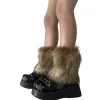 Femmes Furs Ligne plus chaude Furry Furry Long Cuffs Fuzzy Shoe Cover Party Costume For Holiday Festival Performances Play