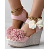 Sandali donne modalità floreale decorazione bowknot lady lady piattaforma estiva alla caviglia cuneo cuneo casual uscite scarpe