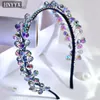 Clips de cheveux Hnyyx Blue Purple Rignestone Clain Brand étroit Fashion Trendy Accessoires de perles Festival de mariage Festival Crystal Headswear A137