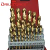 DRILLFORCE HSS M2 Titanium Coated Drill Bit 13/19/25PCS For Metal Woodworking Drilling Bits Set Power Tools Accessories