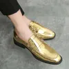 Men's Party Dress Gold Business Office Flats Men Wedding Formal Shoes Patente Couro original Oxfords