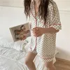 Vêtements à domicile Alien Kitty Cotton Habots Cœurs imprimées Tous 2024 Gentle Summer Casual High Quality Loose Two Piece Pajamas Sets