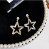 Boucles d'oreilles en pente Crystal Star Pendientes Drop pour femmes bijoux or argent couleur alliage cubique zircone coréenne