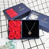 Colliers pendants Love Heart Collier avec roses Boîte-cadeau 100 langues I You Projection Bijoux pour les accessoires de petite amie d'amant