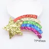 10pcs Kawaii Glitter Cake Meteor Rainbow Applique pour vêtements de bricolage Chapeau autocollant Heathear Clips Hair Coups Access