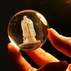 Dekorativa figurer 50mm laser snidning 3D confucius kinesiska Kongzi Clear Glass Crystal Balls Ornament Sfär Souvenir Pappersvikt Hantverk