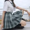 Divise per studenti giapponesi pieghe pieghevoli set coreano New Girl for Pink Tie School Blouse Seifuku Plaid