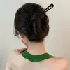 Chela de cabelo esculpida em estilo retro chinês Hairpin Hold Stick Handmade Black Hairk