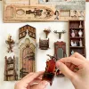 Bricolage en bois livre coiffure coiffure kit de construction insert kit miniatures château serre-cordon maisons librairies à la main.