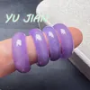 Cluster anneaux délicats élégants en jadéite naturel cercle violet doux violet lavande jade jade ring