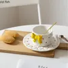 Muggar Bow Knot Ceramic Cup and Plate Set Girls Coffee Mug Home Breakfast Cups Office Afternoon Tea Water Milk Juice eftermiddag