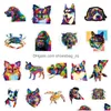 Bambini Adesivi per giocattoli 50pcs/Lotto Colore Adesivo per gatti e cani Animal impermeabile Scooter Car Trolley Personality Personality Iti Drop Del Dhpmc