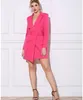 Herrenanzüge Pink Design Woman Anzug Jacke mit Gürtel elegante Mode gegen Hals Laufsteg Party Abschlussball 1 PCs