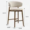 Nordic Solid Wood Bar Chairs For Kitchen Bar Palls Light Luxury Designer Fabric Hushållen vardagsrum ryggstöd Hög barstol