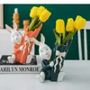 Vaser Creative Ceramic Vase Home Decor Elephant Shape Flower Arrangement vardagsrum Desktop Torkade containrar