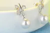 Charm ny i 925 Sterling Silver Butterfly Zircon Pearl Womens Stud Ladies Luxury Jewelry Christmas Best Selling Free Frakt GAABOU240408
