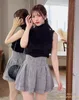 Japoński styl prosta kobieta Radian talia wyszczuplająca nogi Krótka czarna spódnica dla kobiet streetwear kobiet Culottes spódnice 240328