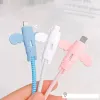 Schattige engelenvleugel kabelbeschermer type C oplader kabel kabelwinders organisator houder voor iPhone micro USB C lijn kabelbeschermer