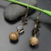 Boucles d'oreilles en peluche guaiguai joelry naturel rond jaspers agates smoky quartz crochet pour dame