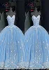 Bling paillettes in avorio applique ballo quinceanera abiti leggeri corsetto senza spalline blu senza spalline principessa abito formale serata sera dolce9912292