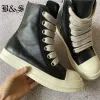 Boots Black Street 2022SS x Runner Ramones Gétille en cuir Megalace Big Shoelace tpu Sole Bottes de baskets