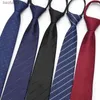 Neck Ties Mens business DRESS ZIPPER TIE female bridegroom wedding blue stripe fine black lazy free one easy to pull Q240410