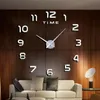 2022 التصميم الحديث على مدار الساعة الحائط الكبير 3D DIY Clocks Clocks Fashion Watches ملصقات المرآة الأكريليك