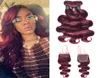 Queen of Bundels Precolored Braziliaanse maagdelijke haarlichaamsgolf met sluiting 99J Red Bourgondië 4 Bundels Human Hair Weave with Closur4334507