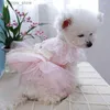 Appareils pour chiens Vêtements de chien Lace Bowknot Skirt Princess Gauze Fairy Pink Puffy Robe Puppy Tutu jupes Summer pour Chihuahua L46