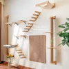 1pcCat Scratching Climbing Post Wall-mounted Cat Hammock Bed Pet Furniture Kitten Wall Shelf Set Cat Perch Wooden Cat Tree House 240401